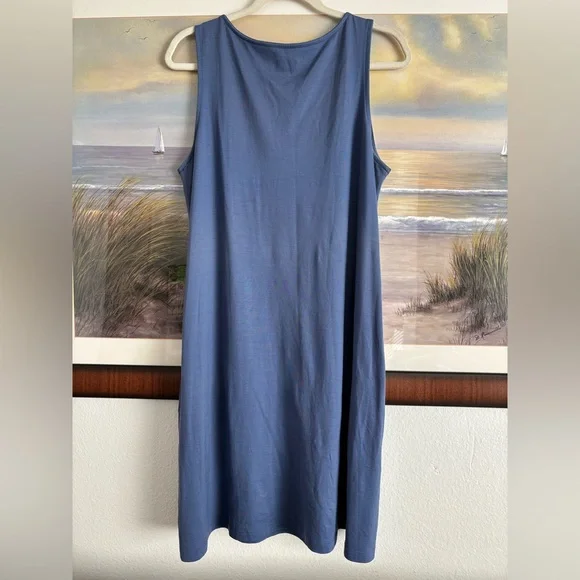 wool& Camellia Merino Wool Tank Dress - Blue - Large - Picture 8 of 11